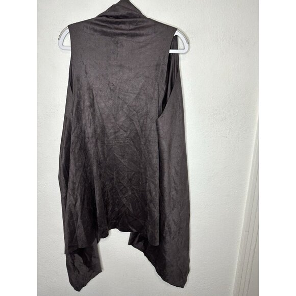 Demdaco Charcoal Gray Suede Flowy Open Front Tunic Vest One Size - Picture 8 of 10